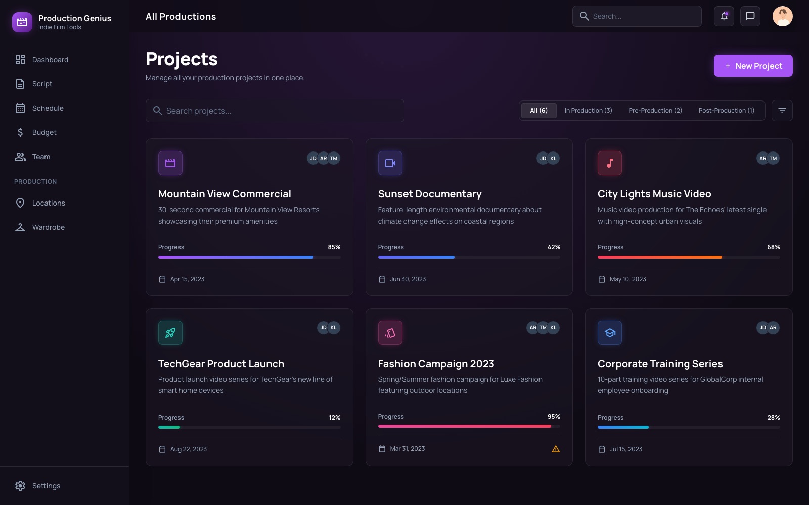 Projects — See the whole slate at once